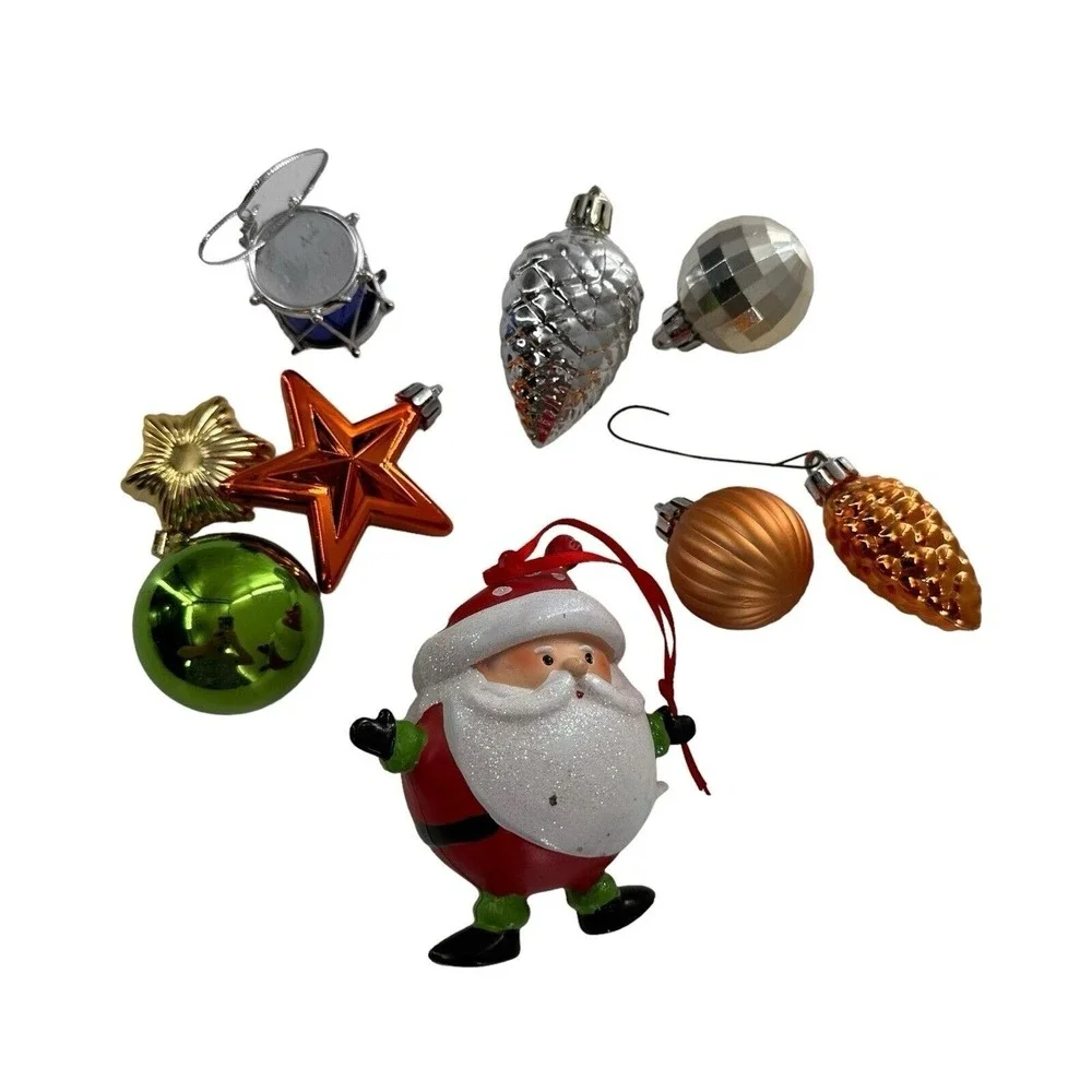 Lot Of 9 Santa‎ Claus Christmas Ornament Holiday Decorations Shatterproof